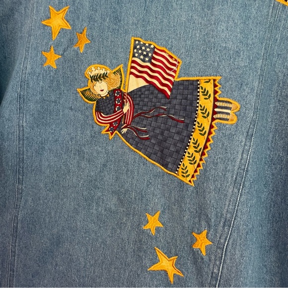 Quacker Factory Americana USA Denim Jacket in Blue SIZE 2X - Picture 3 of 12